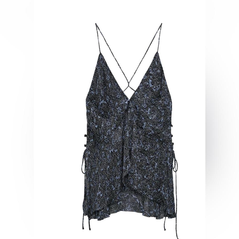 Zara Printed V Neck Top Size Small